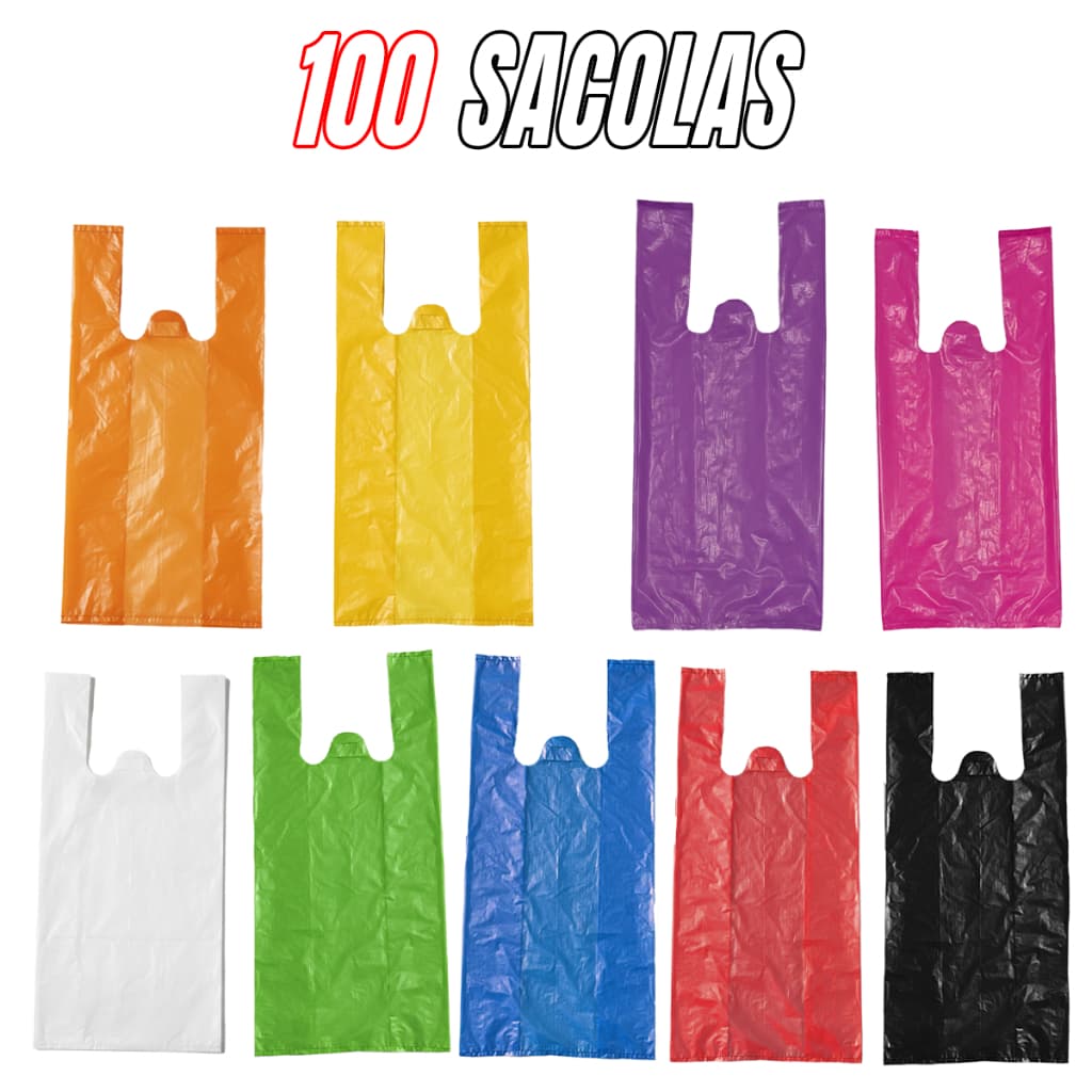 100 Sacolas Plásticas Reforçadas 30x40 / 38x50 / 50x60 - Sacolinhas para Lojas e Mercados