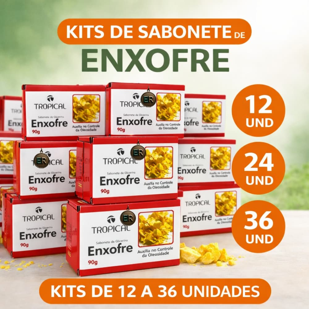Sabonete de Enxofre em Barra para Pele Trata Acne e Oleosidade Kit com 12 / 24 / 36