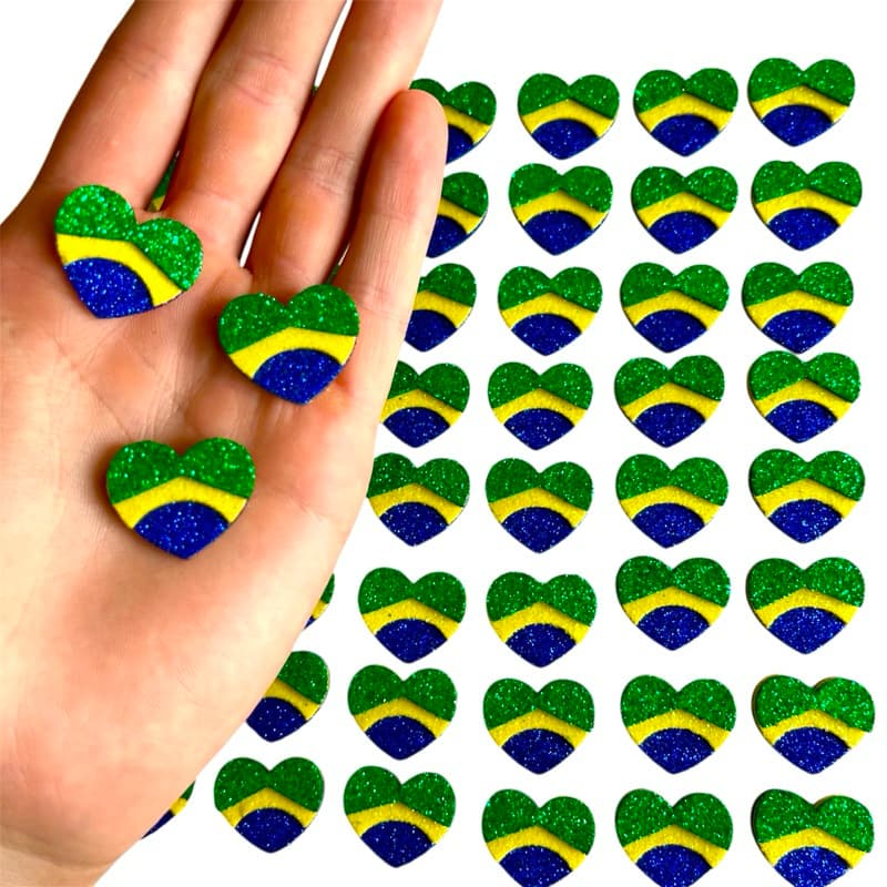 Kit 20 Adesivos Pet Copa do Mundo Coração - PREMIUM TRIPLO