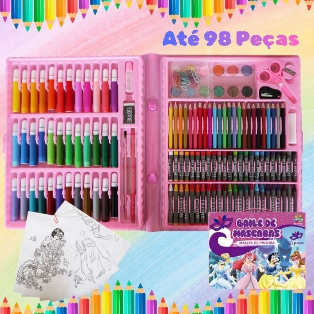 Estojo de Pintura Infantil com até 98 Peças - Maleta de Pintura