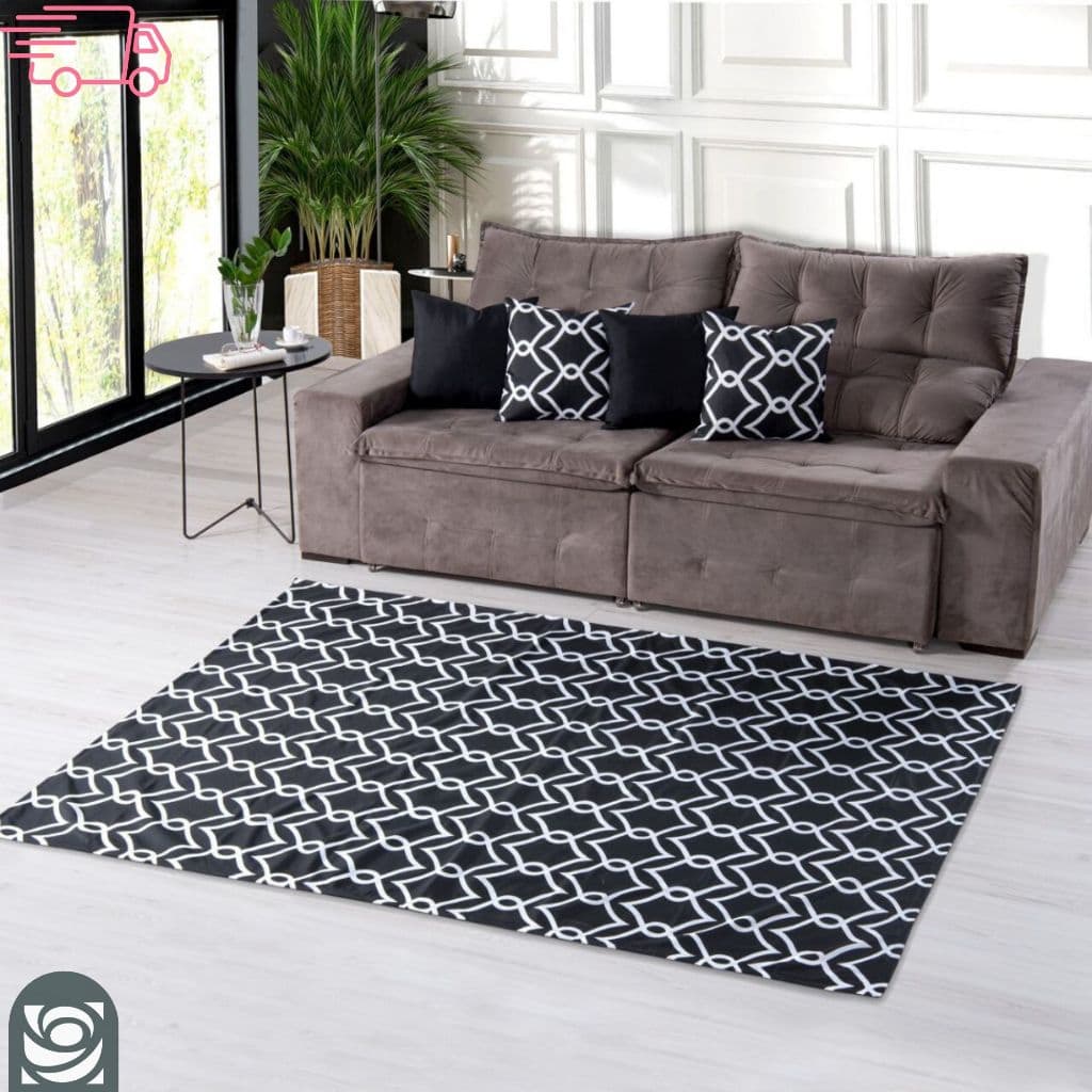 Kit Tapete Geometrico Emborrachado PVC + 04 Capas Decorativas Para Almofadas