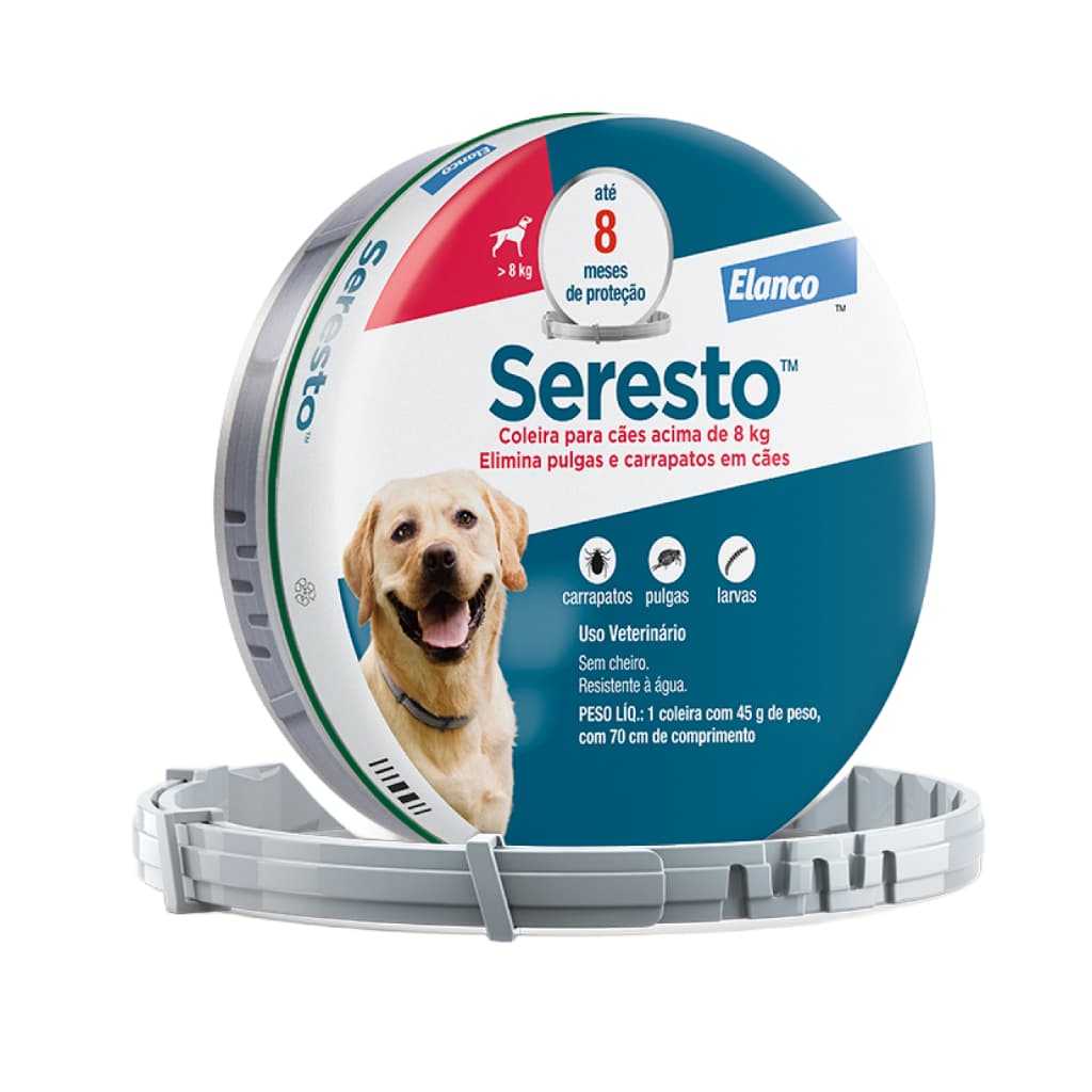 Coleira Antipulgas Seresto Cães Acima de 8kg - 8 meses de proteção Único