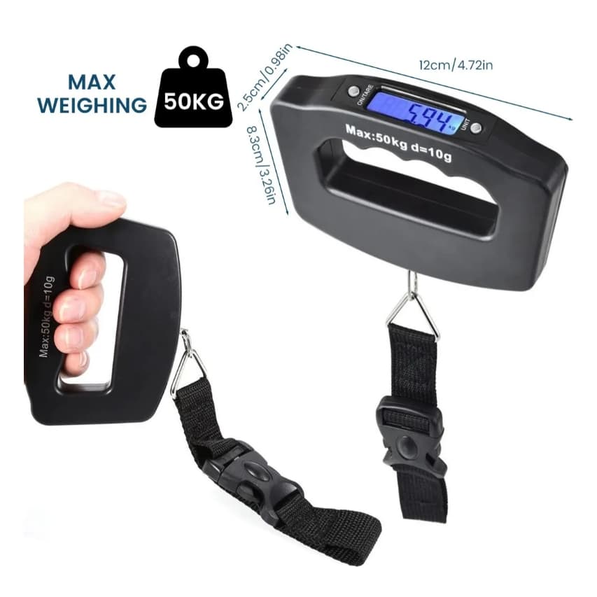 Balança Portátil Digital De Mão Para Mala Até 50 Kg Bagagem Preto STC03