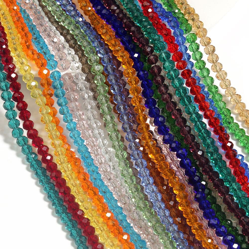Fios de Cristal de Vidro Facetado 8mm – Kit 10 Fios c/ 67 Contas p/ Artesanato e Bijuterias