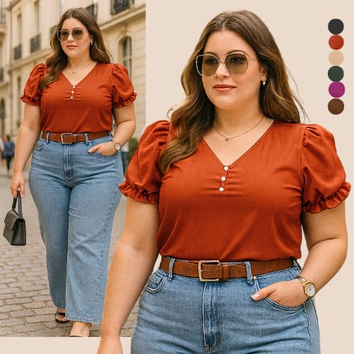 BLUSA PLUS SIZE FEMININA SOLTINHA MODA MODESTA EVANGELICA BLUSAS FEMININAS FEMININO ELEGANTE SOCIAL FRESQUINHA CAMISETA