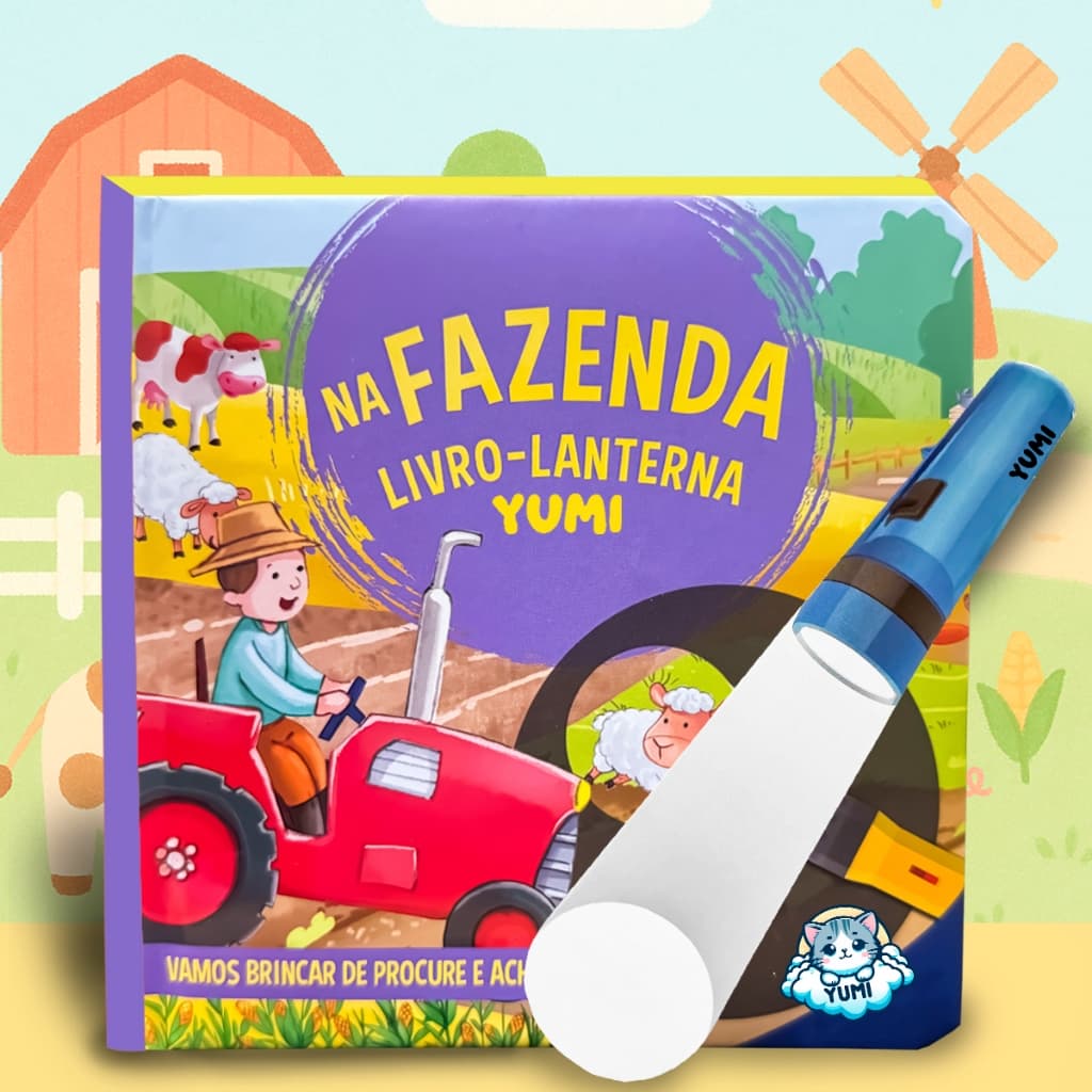 Livro-lanterna Infantil Animais Fazenda Livro Mágico Educativo Interativo Premium Colecionável