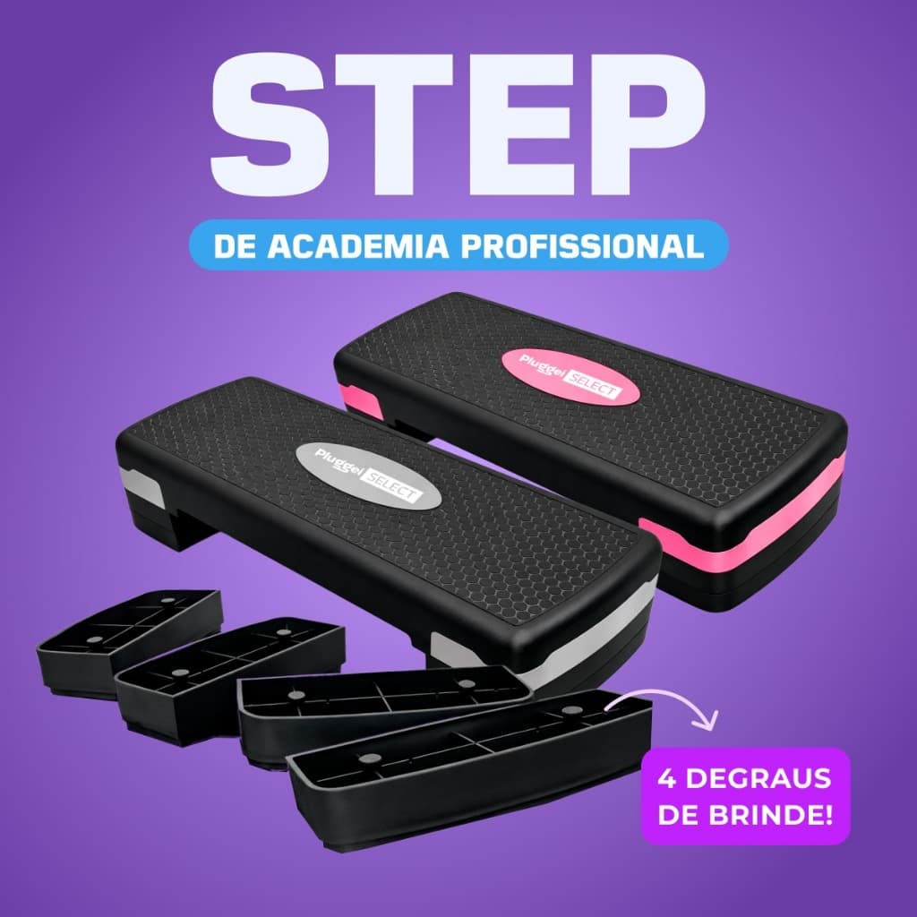 Step Academia 3 Níveis Treino Regulagem Altura Profissional até 150kg Regulável Ajustável Aeróbico