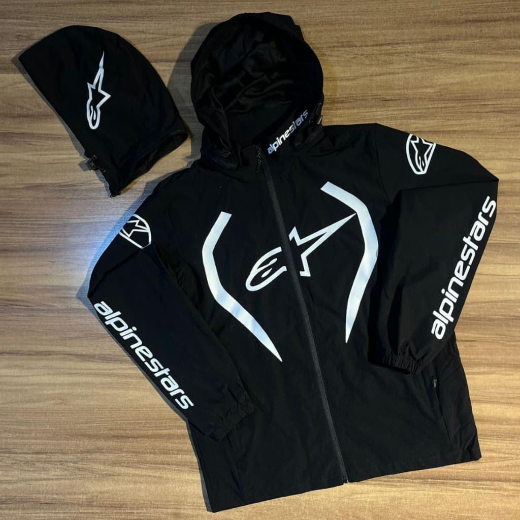 Corta Vento Masculino Alpi Importado Impermeável Inverno Estilo Preta Forrada Capuz Removível