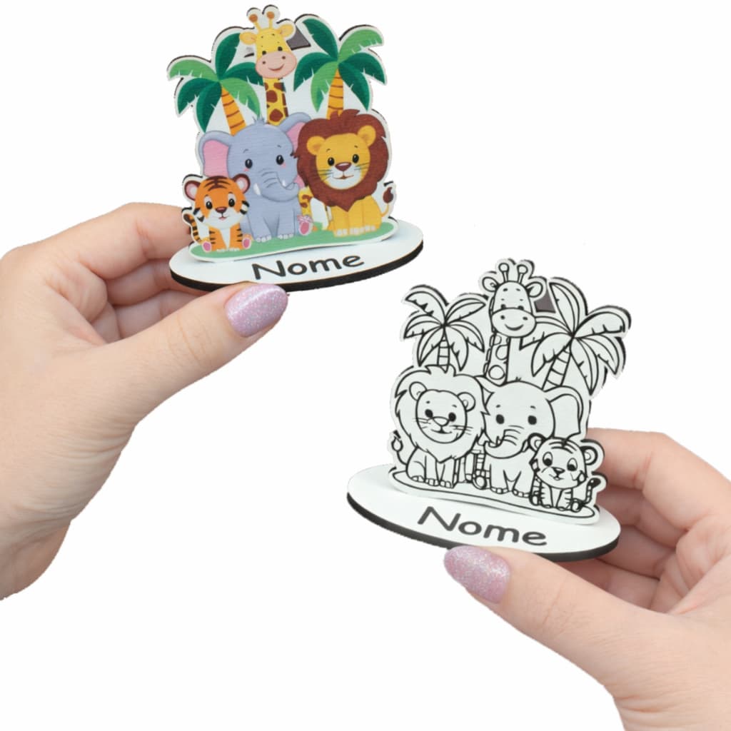 50 Und Lembrancinha Safari Personalizada Festa MDF 3mm