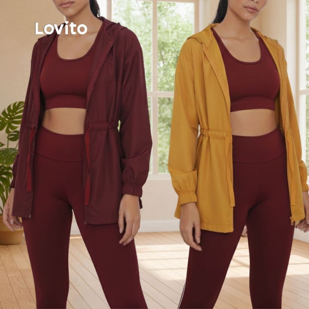 Lovito Jaqueta Corta Vento Esportiva Feminina SJB888BRL918