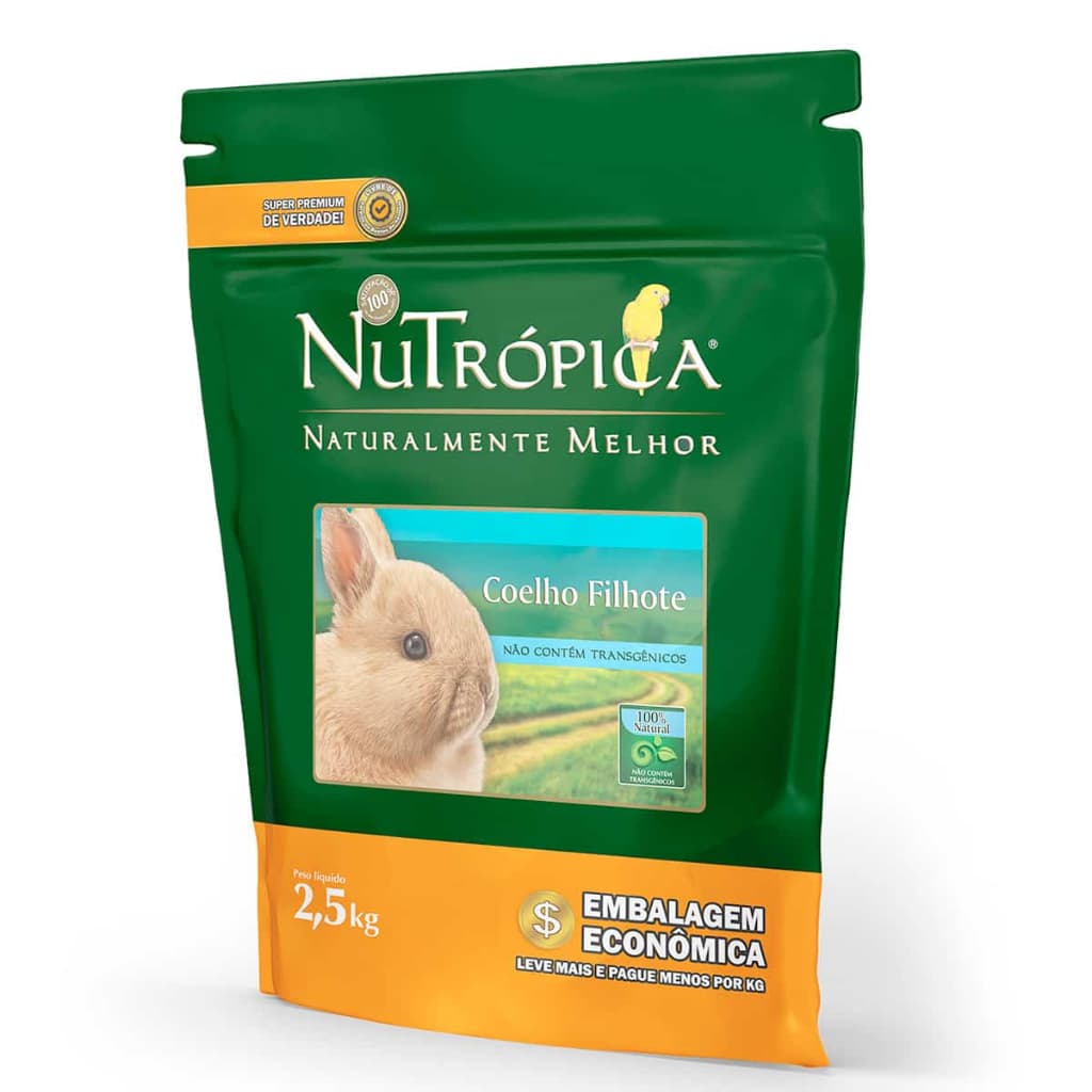 Ração Nutrópica Coelho Filhote 2,5kg Alimento Super Premium Natural Alfafa Sem Transgênicos