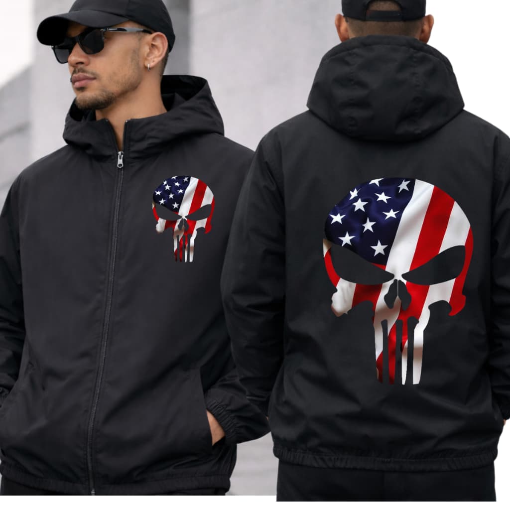 Corta Vento Masculino Caveira America Jaqueta  Impermeável Tecido Premium Leve Blusa De FrioEstiloso