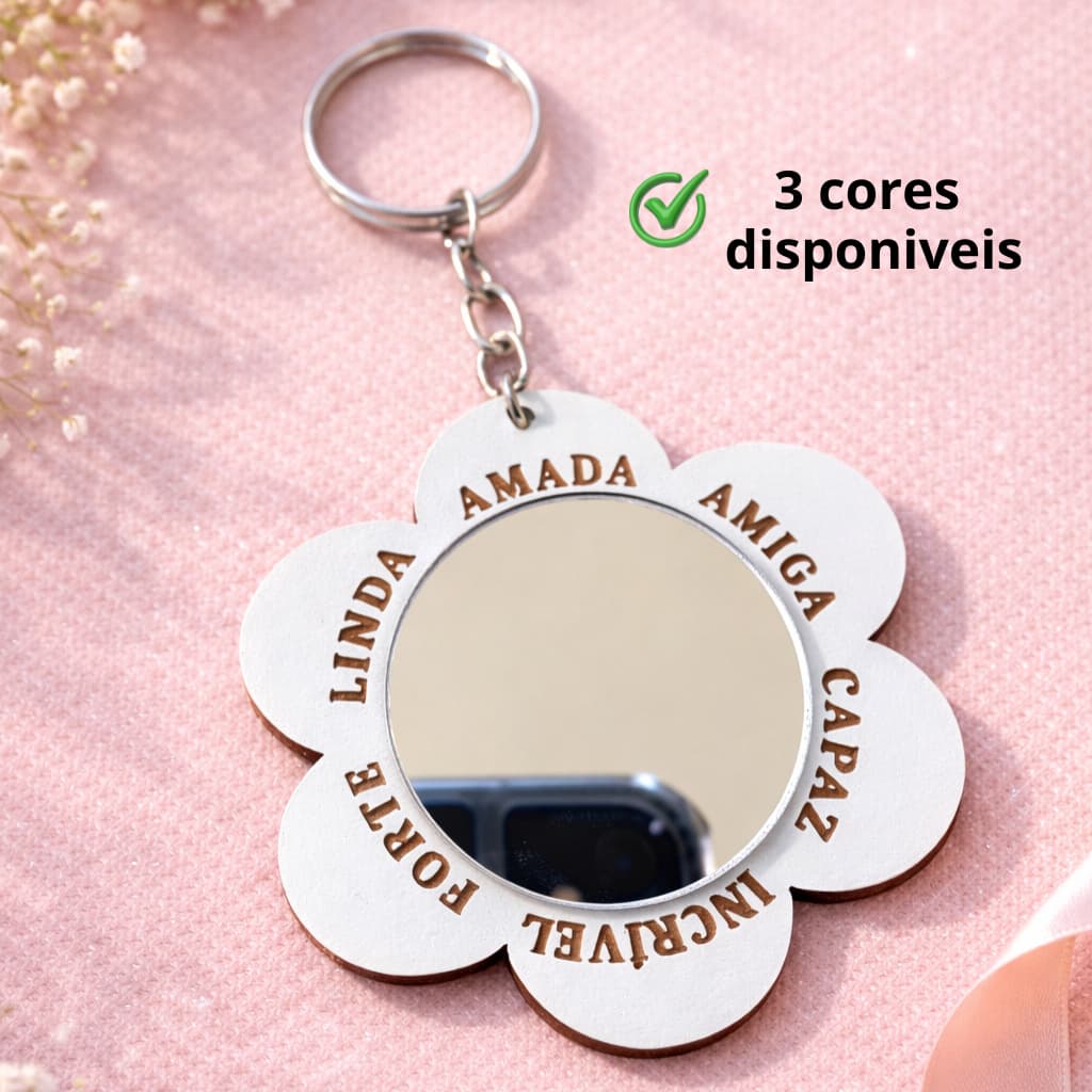 Chaveiro Flor em MDF com espelho Lembrancinha