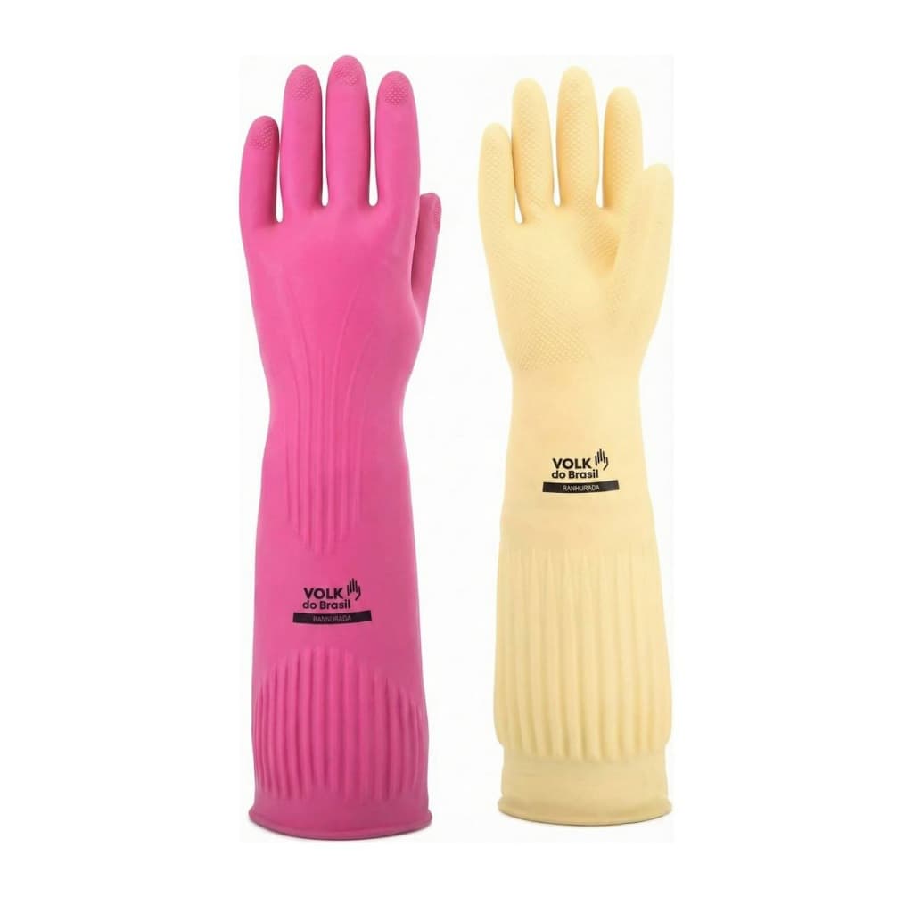 Luva Volk Ranhurada Antialérgica 40cm Limpeza Louça Punho Longo