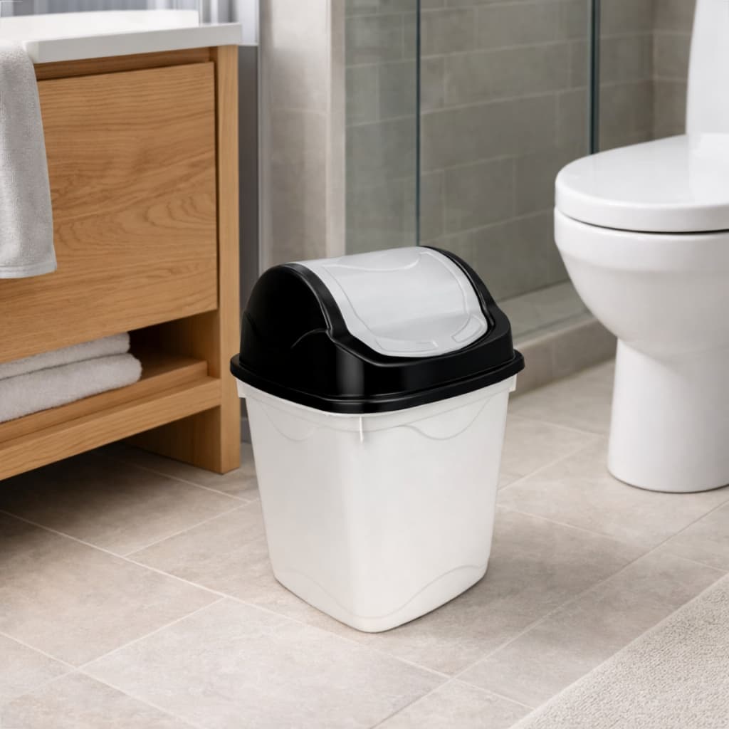 Kit Lixeira Plástica Com Tampa Basculante 3,6L Reforçada Para Banheiro Pia Cozinha Resistente