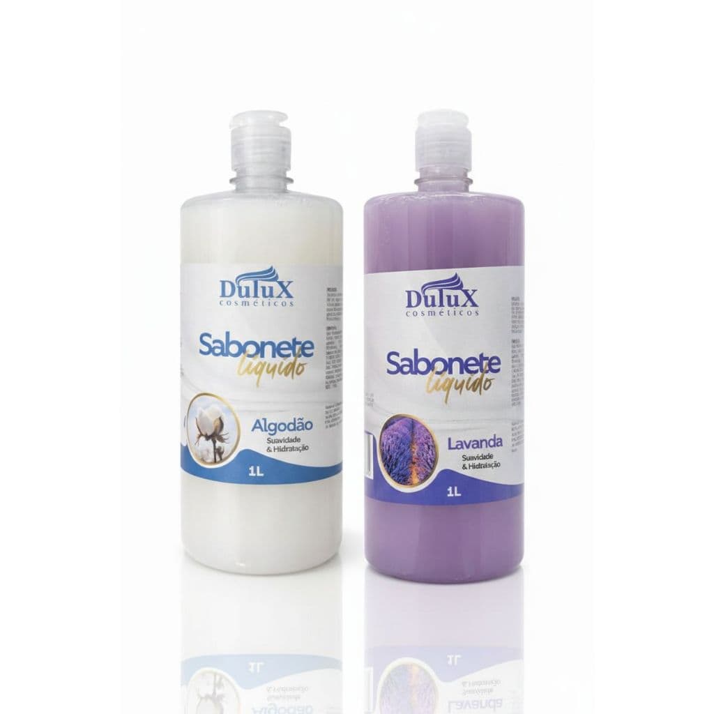 Kit 2 Sabonetes Líquidos Lavanda Morango e Algodão Para Mãos e Rosto Dulux Cosmeticos