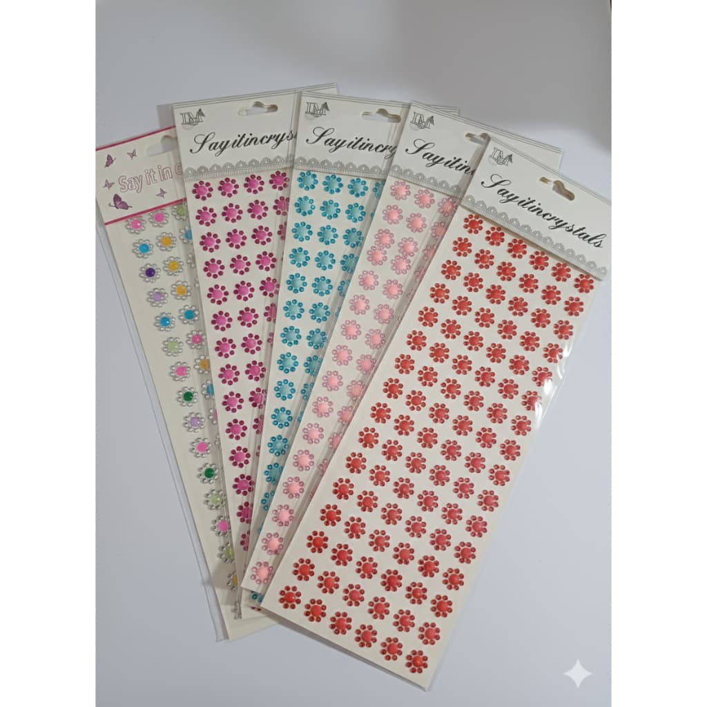 Cartela Adesiva Strass Florzinha Bindi Pet - Kit Penteado Cão e Gato  com 96 Adesivos