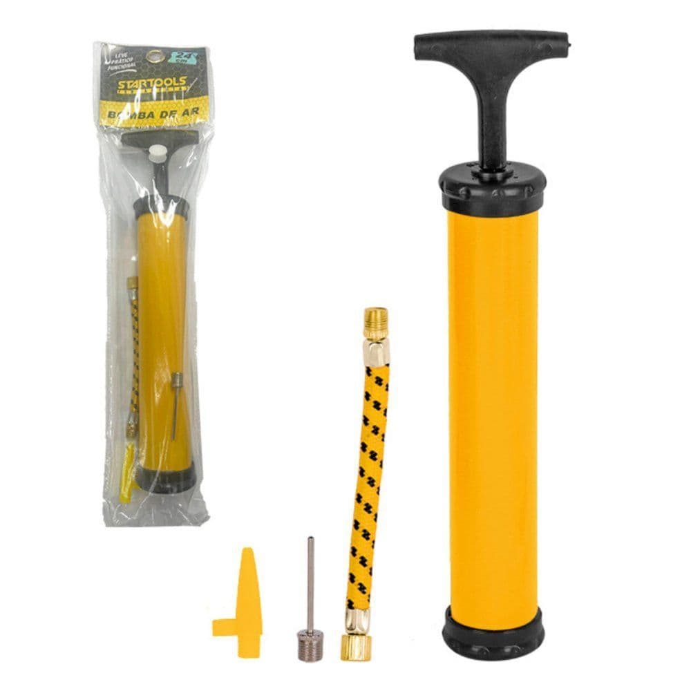 Bomba de Ar Manual 24cm Dois bicos para encher bolas, pneus e outros Portátil