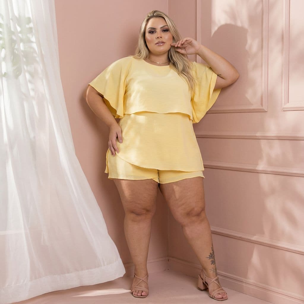 Macaquinho Plus Size Manga Morcego Camadas Feminino Duna Verão Com Ziper Nas Costas Festa Luxo Casual Carnaval Dia a Dia