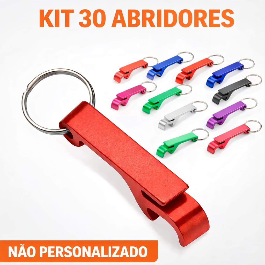 30 Chaveiro Abridor De Garrafa Alumínio Atacado Brinde Evento Lembrancinha Revenda Não Personalizado