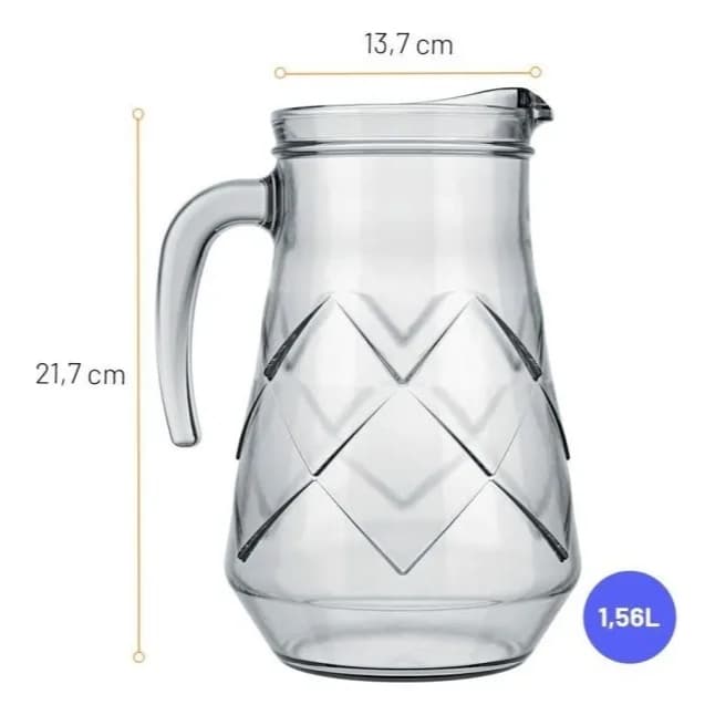 Jarra de Vidro Transparente - Maracatu 1.5L: Design Elegante e Resistente com Alça Segura