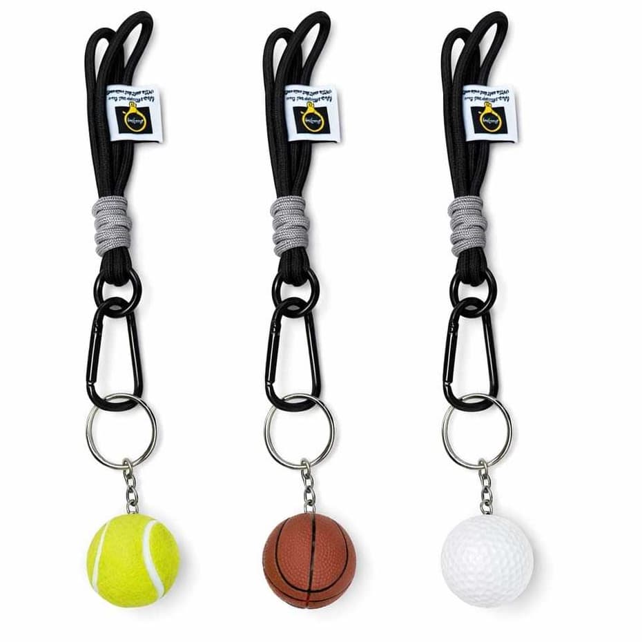 3 Chaveiros Bola Esportiva Basquete Golfe Tênis Mini Bola Emborrachada Resistente para Mochila Bolsa