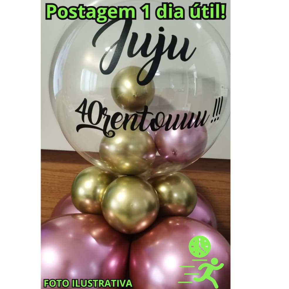 KIT Arranjo de Balão Personalizado Completo com Vinil Adesivo - Nome e Idade,ou a Frase que preferir