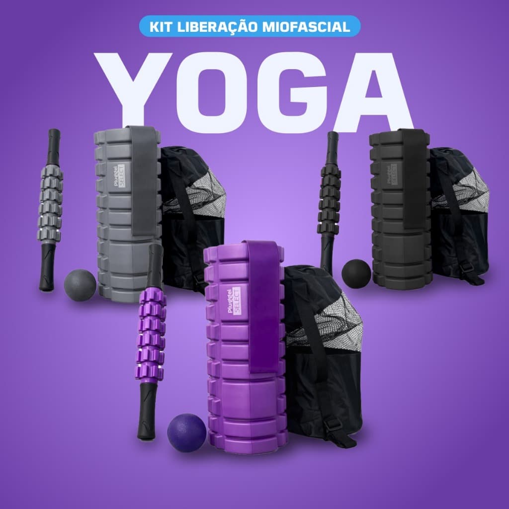 Kit Rolo + Bastão Liberacão Soltura Miofascial Massagem + Lacrosse + Band Alongamento Fisioterapia
