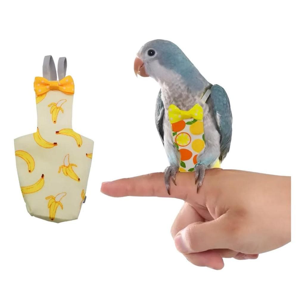 Fralda De Pássaro Lavável Roupa Calopsita Luxo Aves Mansas M - Banana