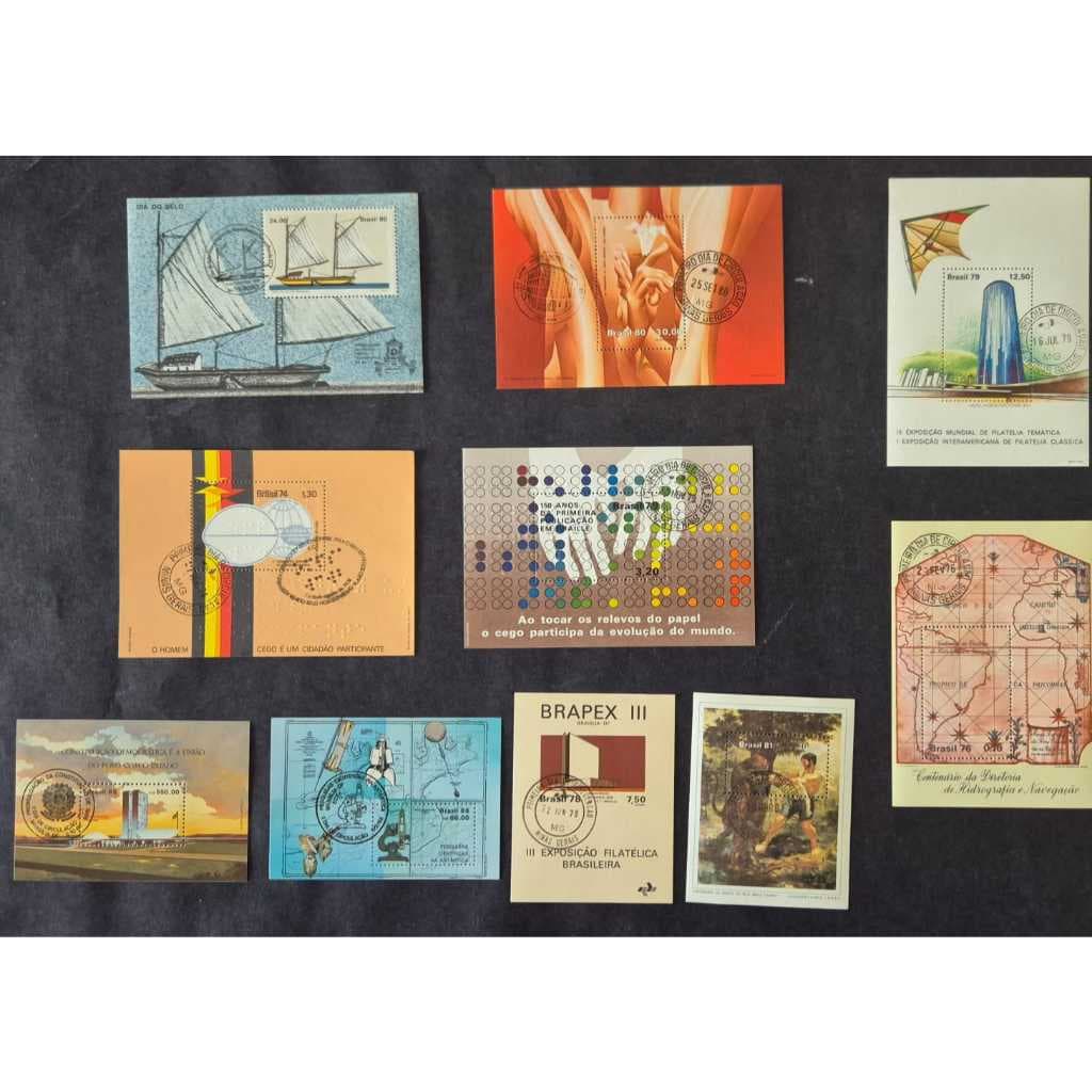 Grande promoção, 10 blocos selos do Brasil, B37, B39, B41, B42, B43, B46, B48, B74 e B77