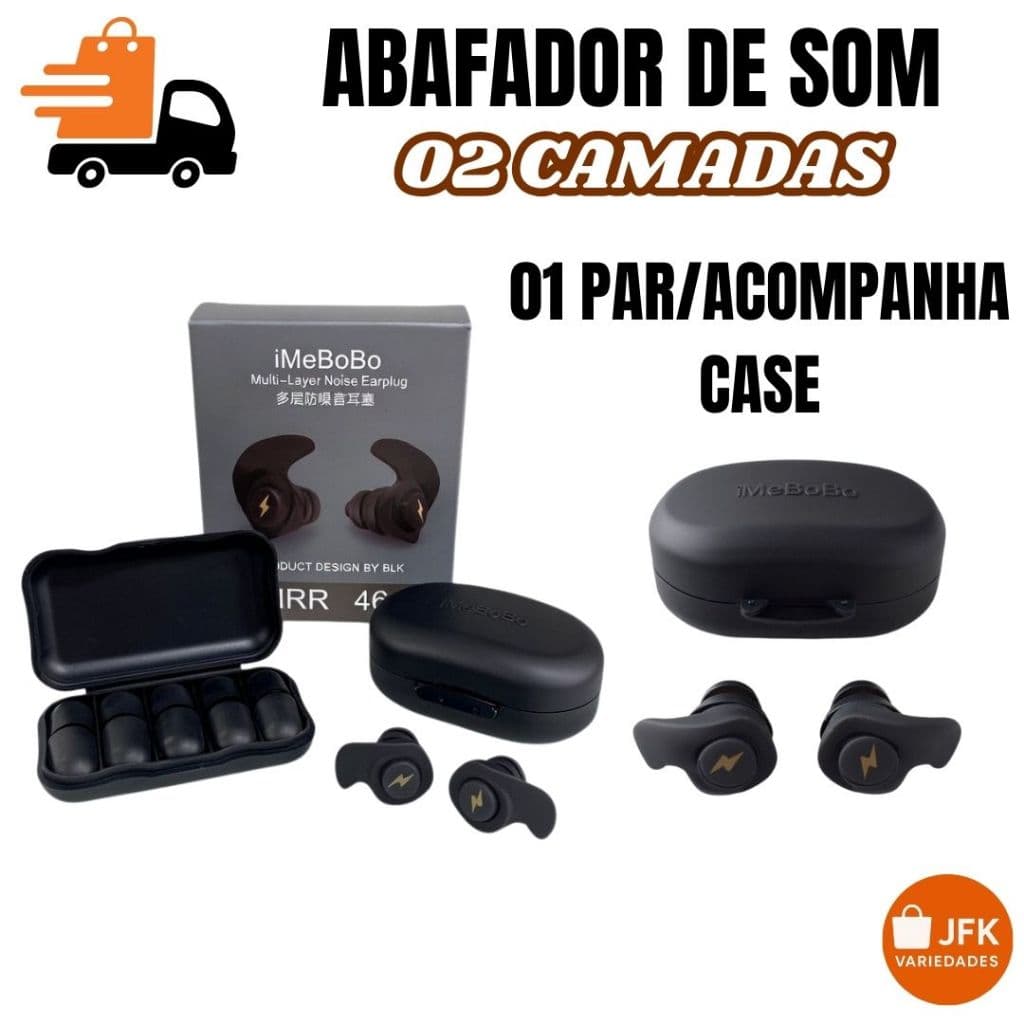 Abafador de Som Profissional 2 Camadas NRR 40dB - Protetor Auricular p/ Dormir, Estudar e Obras - Silêncio Absoluto