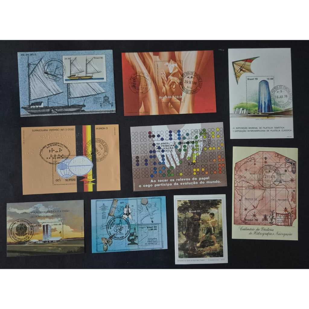 Grande promoção, 9 blocos selos do Brasil, B37, B39, B42, B43, B45, B46, B48, B74 e B77