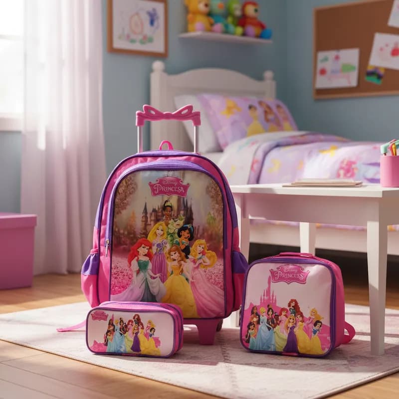 Mochila Infantil Princesas Rodinhas Bolsa Menina Escolar