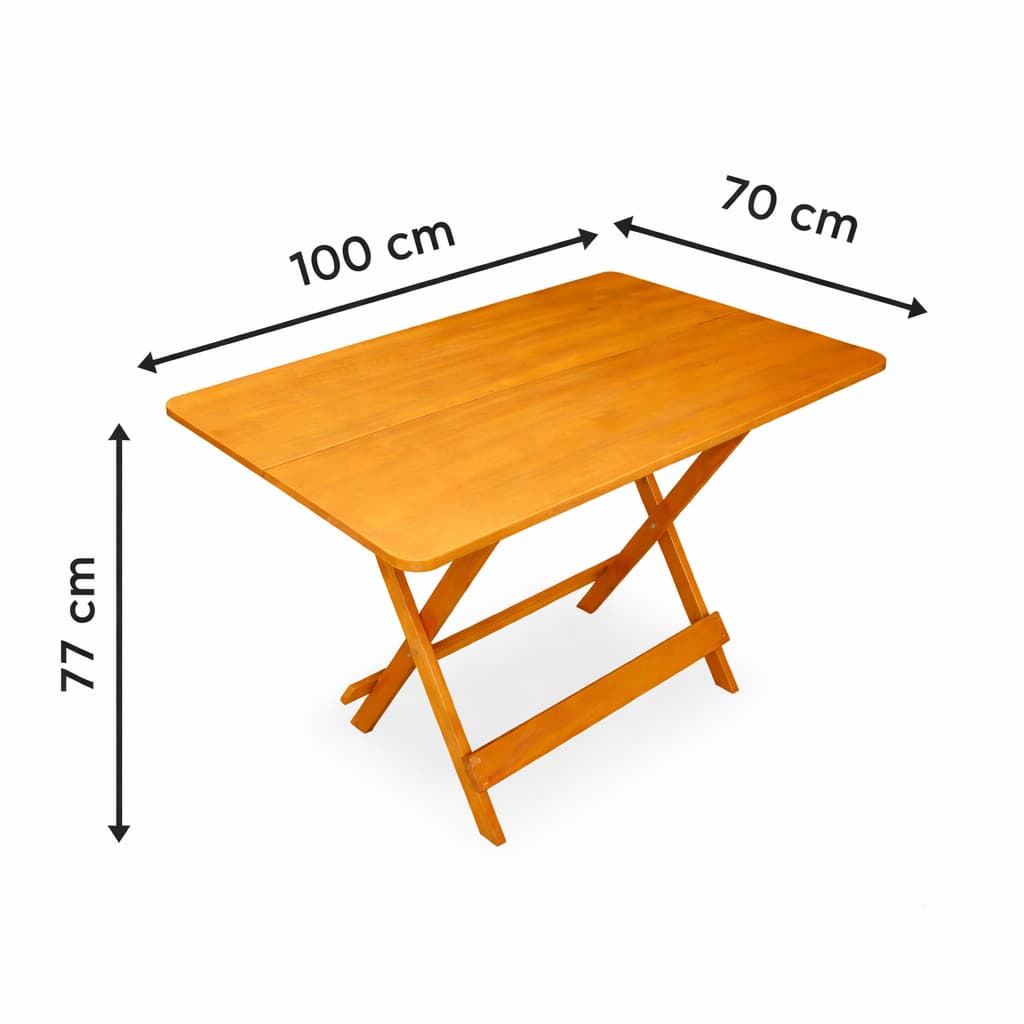 Mesa de 100x70 Dobrável Madeira Maciça Bar Restaurante