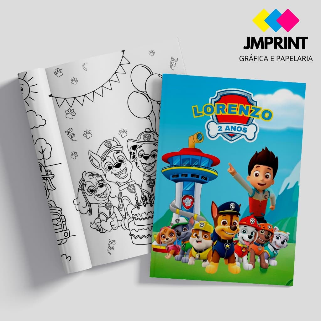 Mini Livro de Colorir Personalizado Lembrancinha Aniversário Patrulha Canina