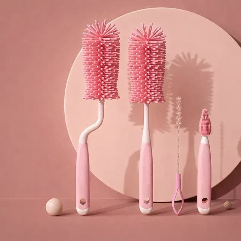KIT 4 Escova de Lava Mamadeira Para bebê Escova de Silicone