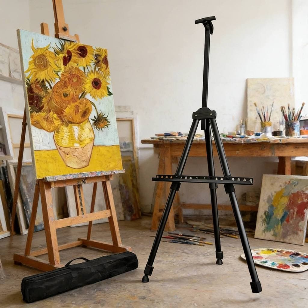 Cavalete Tripé Ajustável De Pintura Artistica Em Metal Preto