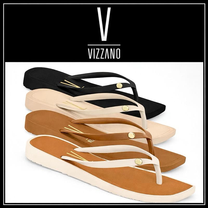 Chinelo Vizzano Sandália Rasteira Confortável Original Moda Leve Macia Versátil Antiderrapante