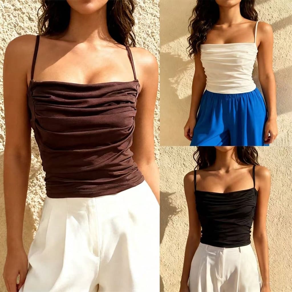 Regata Plissado De alcinha Suplex Feminina Com Forro Tecido Grosso Tendencia Novidade Verao