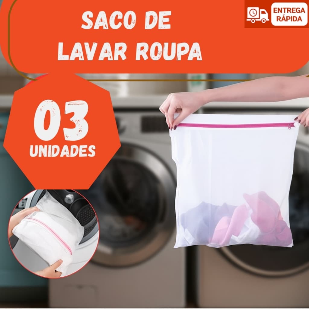 Kit Saco Lavar Roupa 30 x 40 Sacos para Lavadora Maquina Roupa Delicada Intima Tanquinho