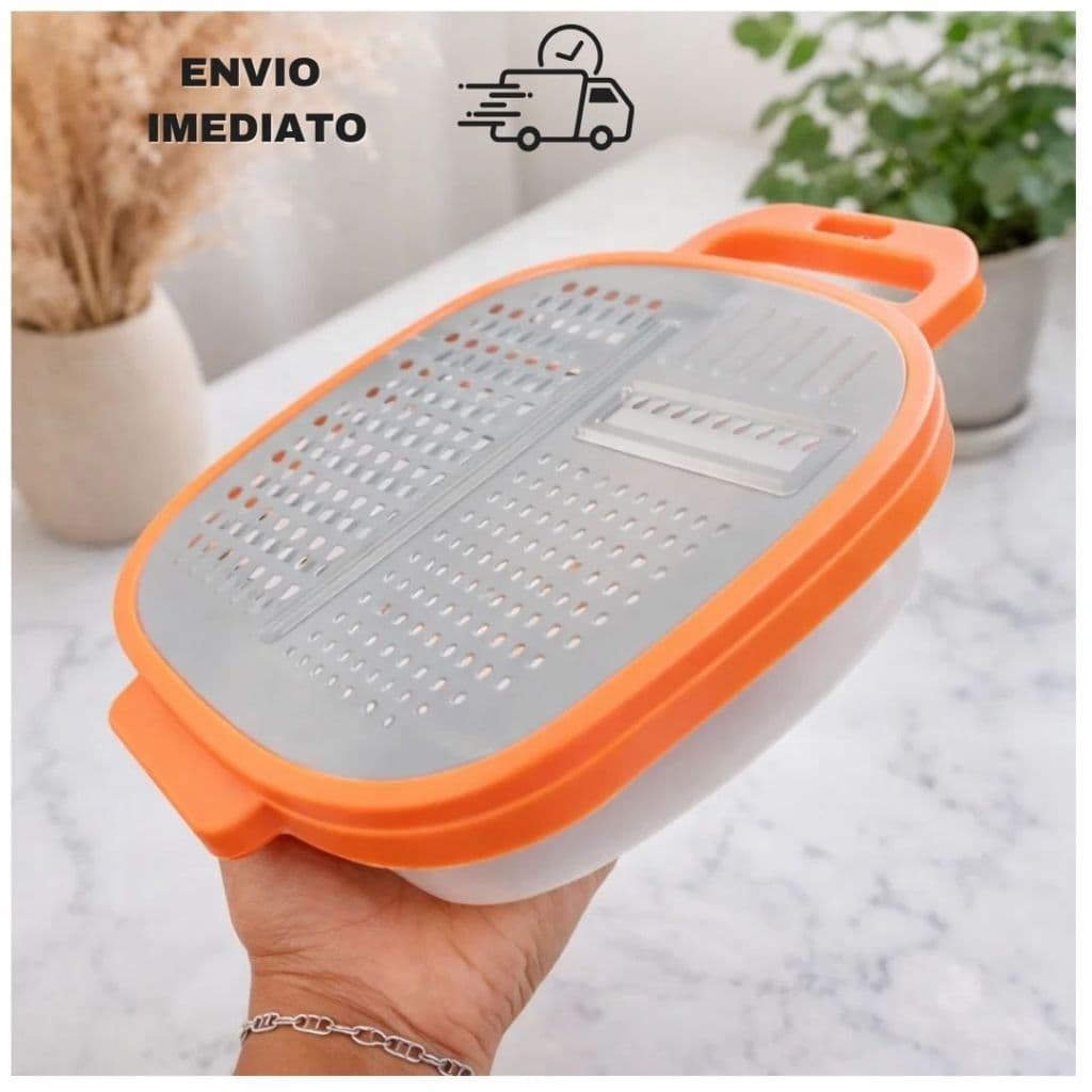 Ralador com Pote em Aço Inox 500ml | Lâminas Multicortes Premium