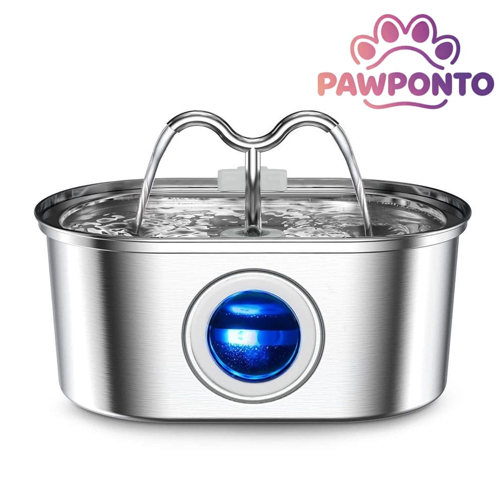 Bebedouro para Gatos Inoxidável 3,2L Automático Filtro Água Fresca - Com Visor Transparente