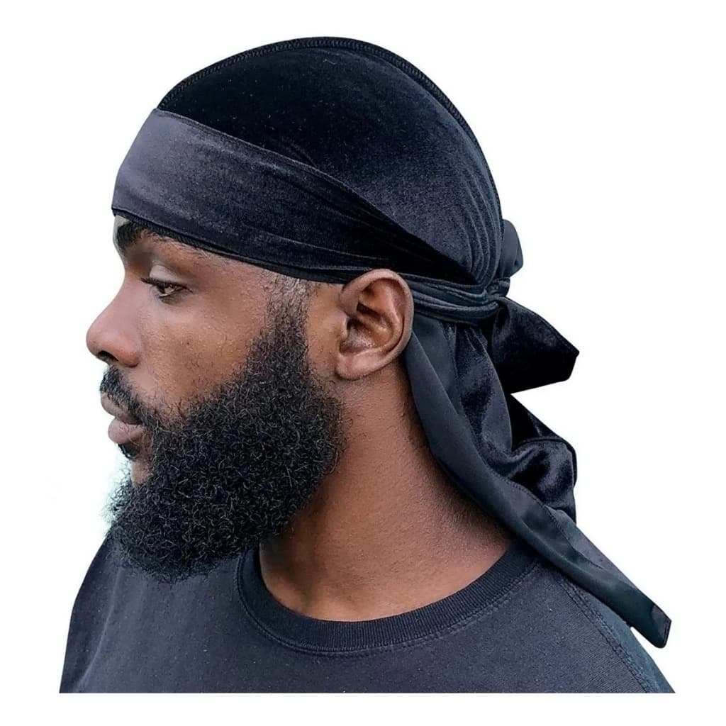 Bandana Durag Waves Touca Afro De Cetim Preto 1 ou 3 Unidades