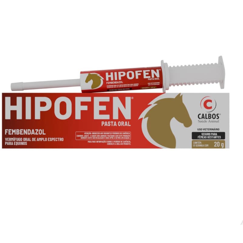 Hipofen Pasta Oral 20g Vermífugo para Cavalos Antiparasitário para Equinos CALBOS
