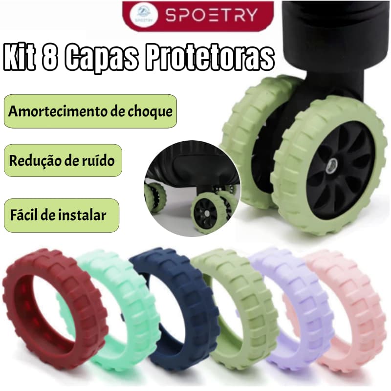 Kit 8 Capas Protetoras para Rodas de Mala - Silicone Antirruído Universal, Reduz Barulho e Desgaste  Para Kit De Malas