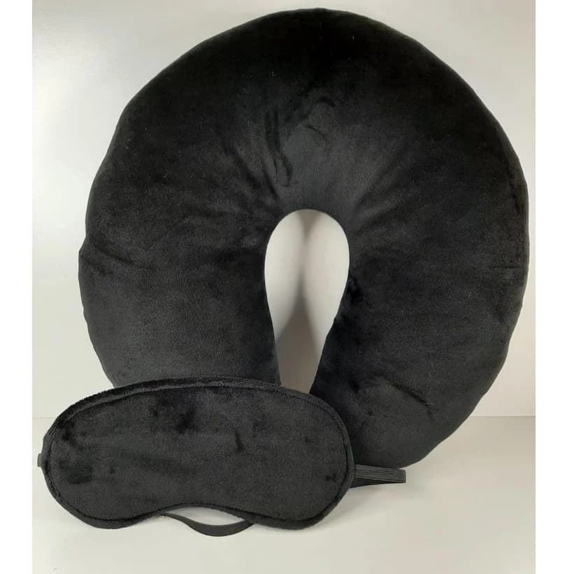 Kit Almofada/Travesseiro de Pescoço + Máscara de Viagem Para Dormir