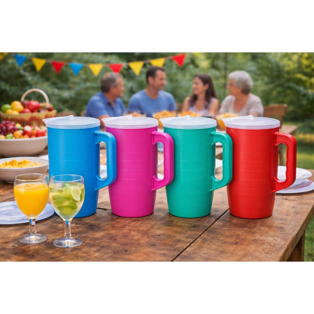 Jarra Suco Agua Grande Plástico Resistente  4l Com Tampa Diversas Cores Azul