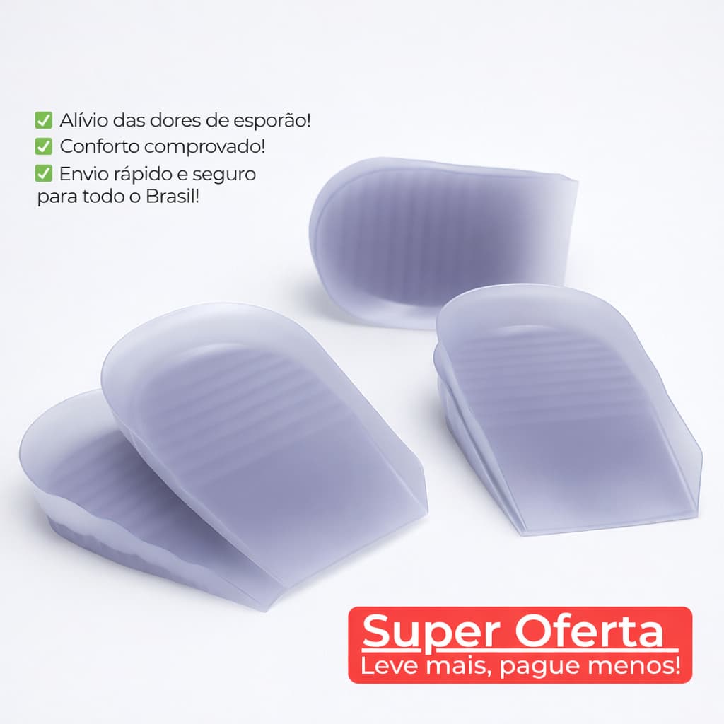 Kit Calcanheiras de Vinil Silicone Ortopédica Para Esporão Alívio de Dor Anti Impacto