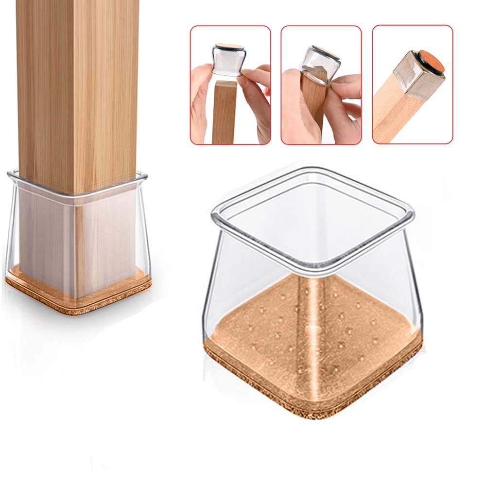 Protetor Silicone Pés Cadeira C/ Feltro Evita Riscos 4/8/16 Unidades