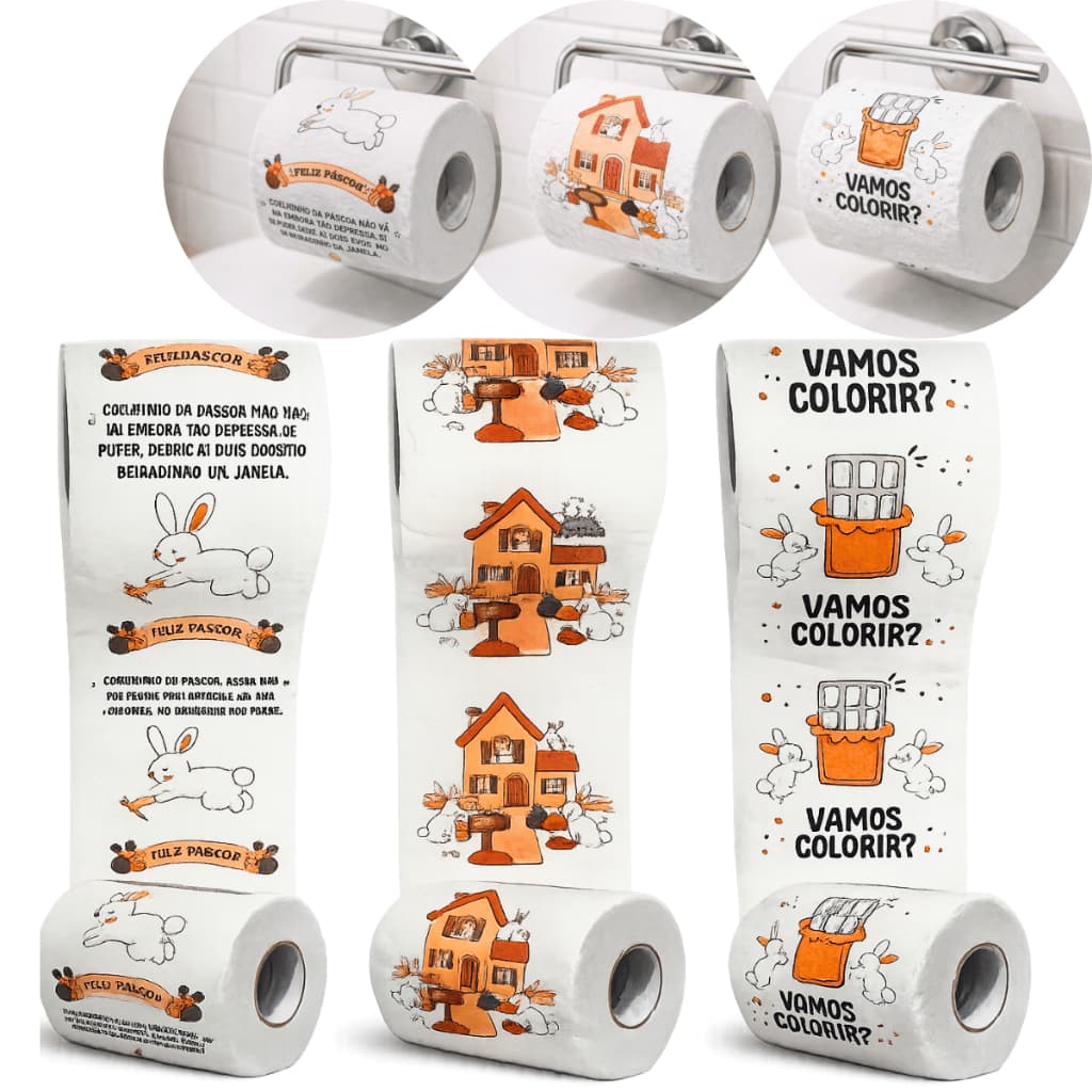 Enfeite Papel Higiênico Rolo De Papel Decorativo Páscoa Temático Para Banheiro